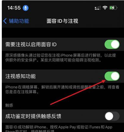 敦化苹果14维修网点分享iPhone14注视感知功能有什么用 